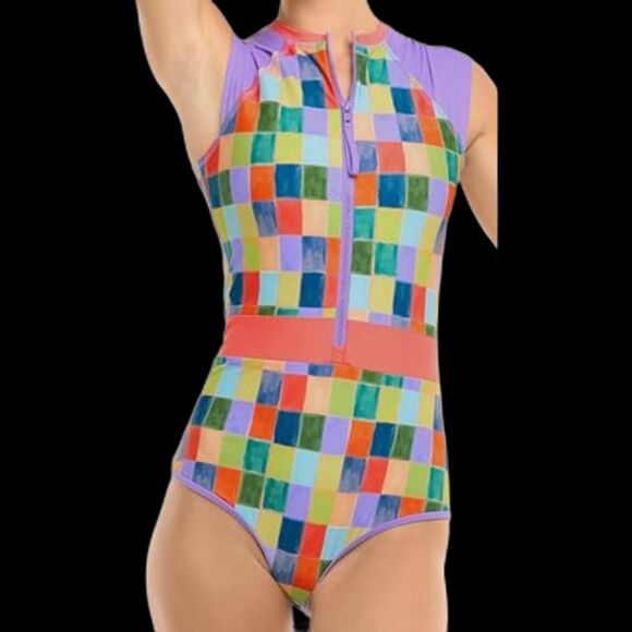 NWT Body Glove Stand Up Zip Front Paddle One Piece Swimsuit Size Small UPF 50+ - Picture 2 of 8